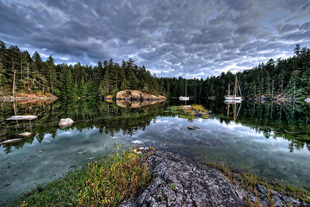 wonderful landscape, mountains and bays in Pender Harbour in Canada CA