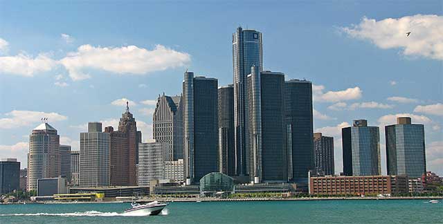 Canadian city of Windsor beautiful skyline and sea